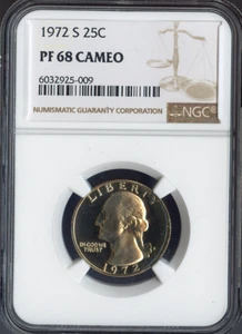 S Washington Quarter Proof 1972 NGC PF68 calidad camafeo✔️ - Imagen 1 de 2