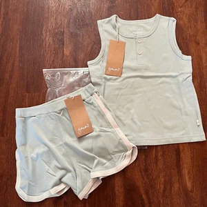 NWT Goumi Kids Swell Tank Short Set SZ 6-7Y Bamboo Organic Cotton Kids Small Blu - Picture 1 of 3