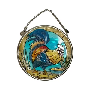 Amia Denver Co. Suncatcher Stained Glass Rooster Hanging Chicken Window 3.5" Dia - Picture 1 of 9