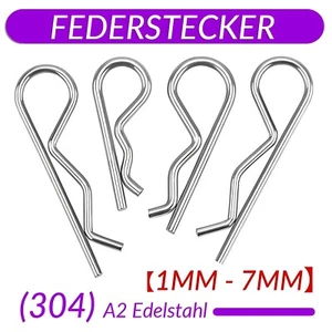 Steckbolzen Splinte Stecksplint Federstecker Edelstahl A2 Sicherungsbolzen 1-6mm - Bild 1 von 31