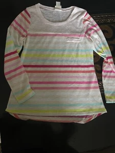 Belle De Jour White/Multicolor Stripes Long Sleeve Blouse Size XS - Picture 1 of 3