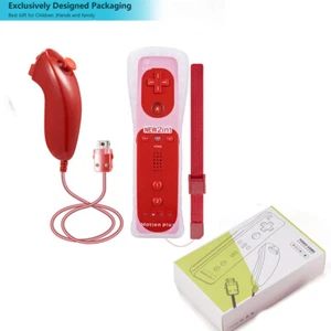 Built In Motion Plus Remote & Nunchuck Controller +Case For Nintendo Wii & Wii U - Picture 1 of 14