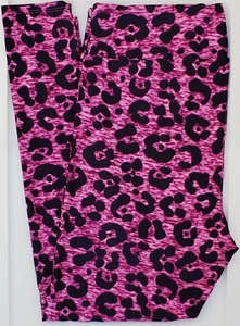 TC2 LuLaRoe Tall & Curvy2 Leggings Black Pink Cheetah Leopard Animal NWT U22 - Picture 1 of 6