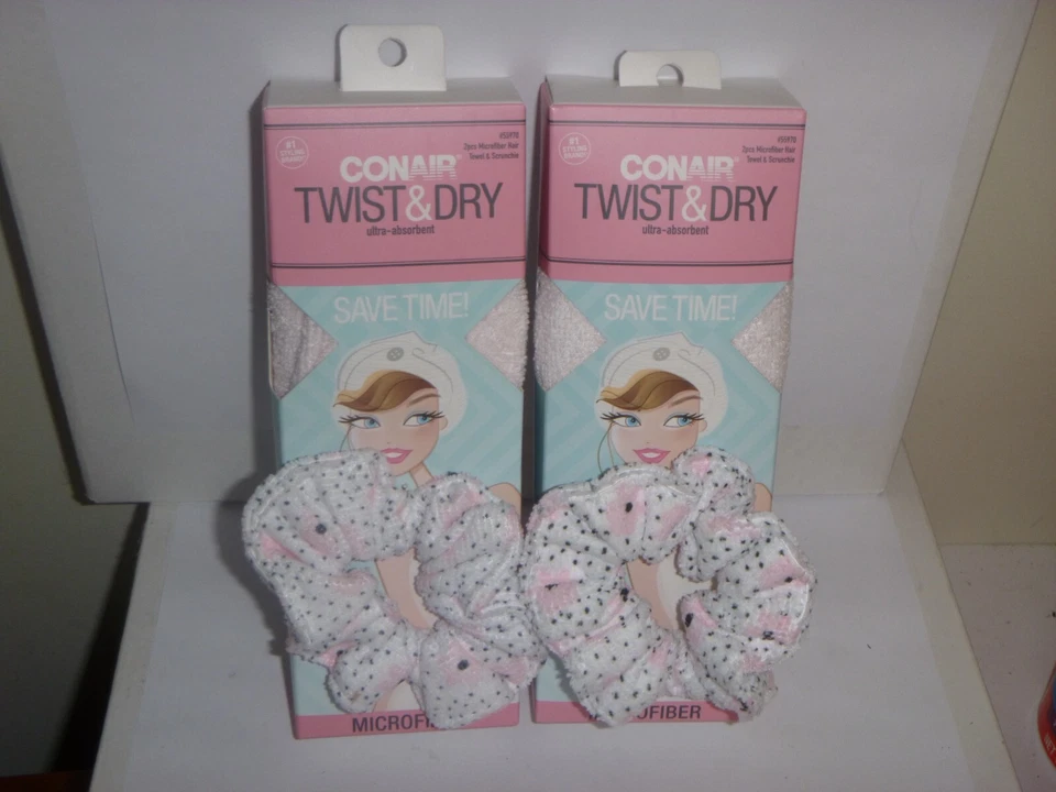 (2 pack)  Conair Twist & Dry Ultra-Absorbent Microfiber Towel + Scrunchie - Image 1 of 1
