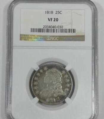 1818 Capped Bust Quarter CERTIFIED NGC VF 20 Silver 25c - Image 1 of 4
