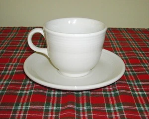 Fiesta WHITE Teacup & Saucer ~ - Picture 1 of 6