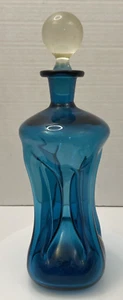 Botella jarra Holmegaard Kluk vidrio azul 13" con tapón Dinamarca - Usada en excelente estado - Imagen 1 de 10