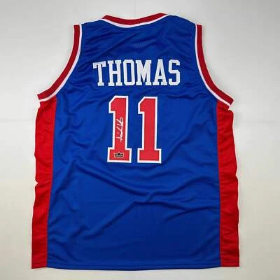 Camiseta deportiva para hombre autografiada facsímil Isiah Thomas Detroit azul reimpresión XL Foto 1 de 4