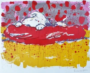 TOM EVERHART PIG OUT Snoopy Peanuts Cartoon dog Hand signed Lithograph COA A+ - Picture 1 of 4