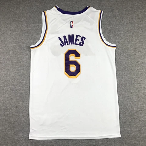Lebron James #6 - Los Angeles Lakers - White Men's Basketball Jersey.Size S-2XL Cover