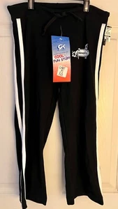 GK "GYMNASTICS" BLACK CAPRI PANTS GIRLS LARGE COTTON/SPANDEX WHITE TRIM SZ L NWT - Picture 1 of 7