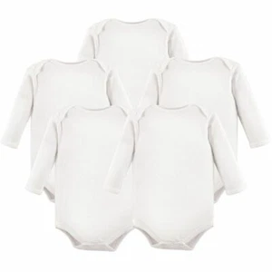 Hudson Baby Long Sleeve Bodysuits, 5-Pack, White - Picture 1 of 1