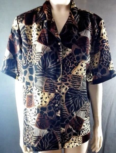 Vtg Womens sz XL Voir Collection Animal Blouse leopard tiger zebra 321l5pb4 - Picture 1 of 6