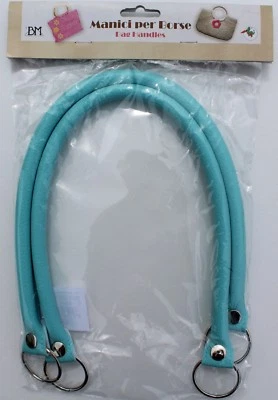 1 Paar hochwertige Taschengriffe, lederoptik, glatt, türkis, 55cm - Bild 1 von 4