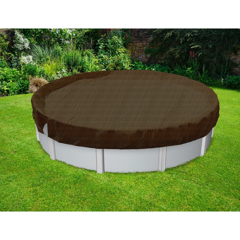 E&K Above Ground Pool Cover Round Winter Tarp Cover for Home Swimming Pool Brown - Image 1 of 4