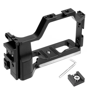 Black Camera Cage For Canon EOS M50 M5 SLRW/Cold Shoe Mount 1/4" 3/8" Hole - Picture 1 of 12