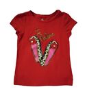 Children's Place Red Tee "Je T'aime" Slippers Glitter, Tulle, Rhinestones 5/6