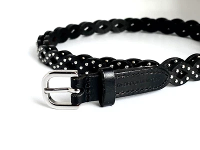 Cinturón ajustable de cuero con tachuelas negras ajustado Rebecca Minkoff Foto 1 de 4