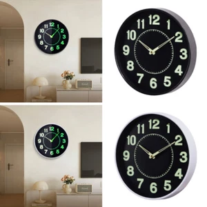 Wall Clock Glow in Dark Luminous Clocks 30cm Battery Operated Silent Non-ticking - Picture 1 of 8