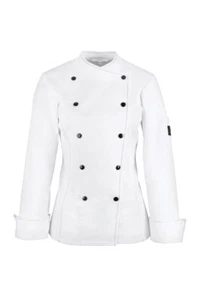 GREIFF women's chef jacket white size 36 snaps Vienna seams ventilation holes - Picture 1 of 2