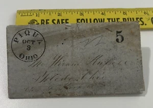 Piqua Ohio Folded Letter Old Postmark 1800’s Post Office Mail Rare - Picture 1 of 8