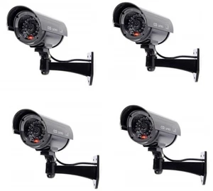 4 x lebensechte Attrappe Überwachungskamera mit Blinklicht - wetterfest & einfache Einsätze - Bild 1 von 14