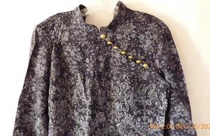 Women's Danielle Casey Purple w/Floral Design Pullover Blouse w/Zipper in Back  - Picture 1 of 4