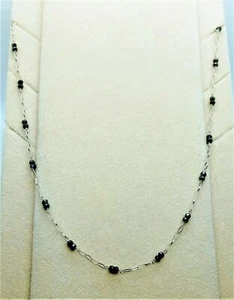 COLLANA UOMO DONNA ORO BIANCO 18KT 750 MAGLIA ROSARIO ONICE NERO COLLIER OR - Foto 1 di 1