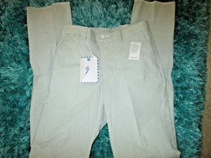 NWT * MEN'S SZ 28 UNFINISHED HASPEL GREEN / WHITE CRINKLE MATERIAL PANTS * LOOK - Picture 1 of 4