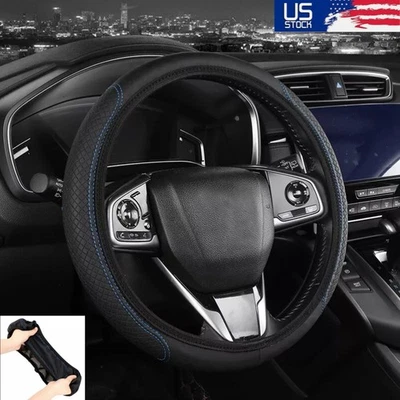 Cubierta universal del volante del coche antideslizante cubierta del volante del coche protector cuero PU Foto 1 de 4