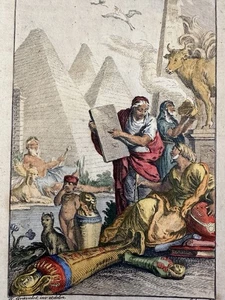 Allegorical title page Egypt pyramids mummy 1754 Lebas scarce hand color print - Picture 1 of 3
