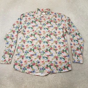 Eton Mens Shirt 2XL XXL 46 18 Beige Floral Flower Contempory Regal Print - Picture 1 of 10