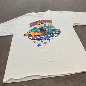 Camicia Vintage True Street Challenge Uomo XL Bianca Mustang Cars Racing 1999 anni 90 - Foto 1 di 10