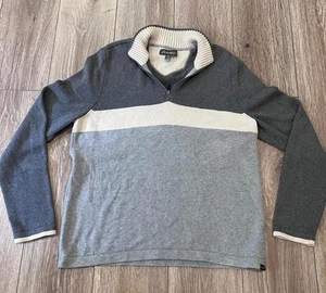 Eddie Bauer Men's Gray Color Block Quarter-Zip Sweater Size L - Picture 1 of 7