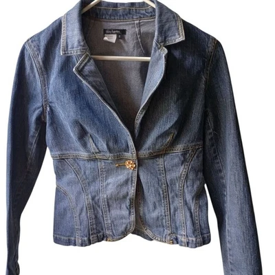 Daisy Fuentes Blue Fitted Denim Jacket Women’s 2 - Image 1 of 4