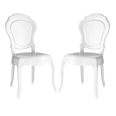 Lot de 2 chaises en polycarbonate transparent design baroque moderne... - Photo 1/2