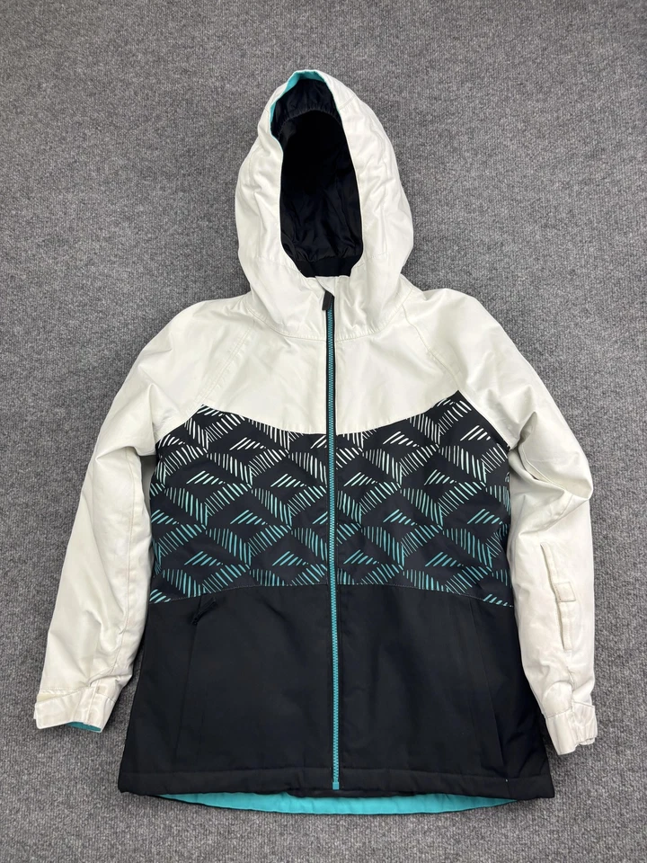 686 Chaqueta Juvenil Grande Blanca Negra Con Capucha Aislada Snowboard 10K Impermeable Foto 1 de 4