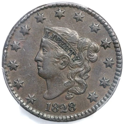 1828 N-1 R-1 PCGS XF 45 Lg Narrow Date Matron or Coronet Head Large Cent Coin 1c - Image 1 of 3