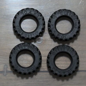 LEGO 92402 Black Tires 30.4 x 14 Offset Tread Tires Qty 4 - Picture 1 of 3