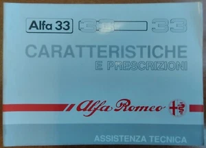 Manuale Officina (Caratteristiche e prescrizioni)  Alfa 33, 33 Sport Wagon '89  - Foto 1 di 21