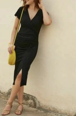 BRAVISSIMO Black Felicity Dress Midi Wrap Dress Party Formal Evening RRP £55 229 - Image 1 of 3