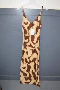 LNA Clothing V Slip Maxi Dress Brown Geometric Print Small - Picture 1 of 4