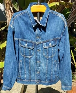 NUEVO CON ETIQUETAS $79 AMERICAN EAGLE Para hombres Azul Camionero Denim Chaqueta Lavado Medio Talla XL - Imagen 1 de 9