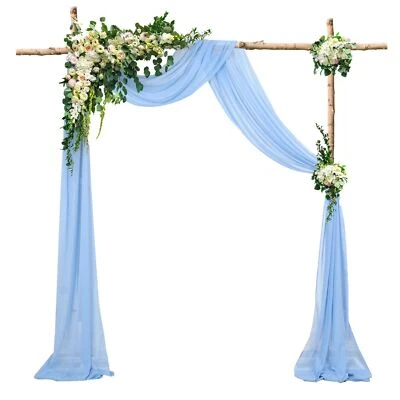 2 Panels Chiffon Wedding Arch Drapes 20ft Voile Chiffon Draping Fabric Baby B... - Image 1 of 4