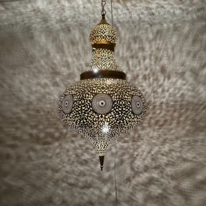 Moroccan pendant brass light, moroccan lamp,hanging lamp moroccan ceiling lamp, - Picture 1 of 9