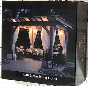 LED Outdoor Globe String Lights 50Ft G40 Patio Safer PLASTIC Bulbs w/Hang Clips - Picture 1 of 11