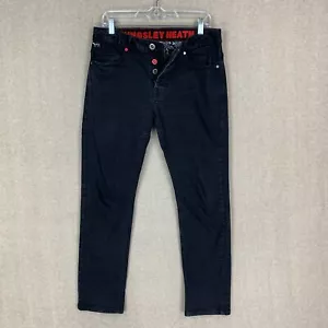 Kingsley Heath Jeans 32x28* Black Button Fly Straight African Luxury Bull Cow - Picture 1 of 15