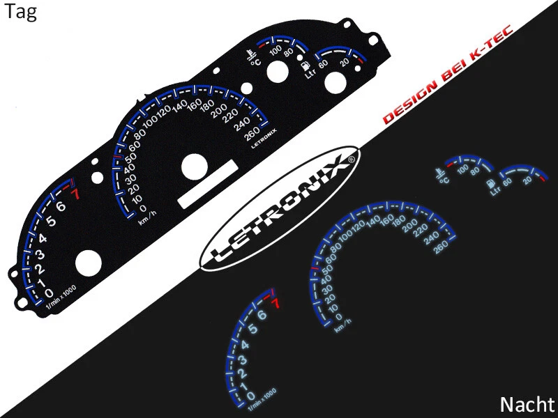 LETRONIX Plasma Tacho Tachoscheiben EL-Dash Opel Vectra B 0-260Km/h Digital # - Bild 1 von 1