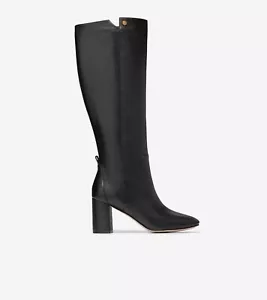 Cole Haan Chrystie Womens Leather Square Toe Knee-High Boots Black SZ 5 NEW - Picture 1 of 7