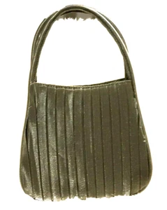 Vintage 70er Jahre Y&S Abendtasche Handtasche silber grau Satin Griffe Falten - Bild 1 von 10